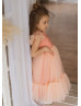 Peach Tulle Latest Flower Girl Dress